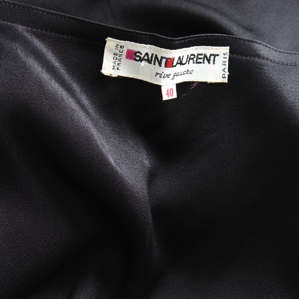 Yves Saint Laurent Rive Gauche Black Crepe Cocktail Dress Wrap Tie Bodice 1990s - Picture 13 of 13